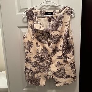Cream and Brown Patterned Vest